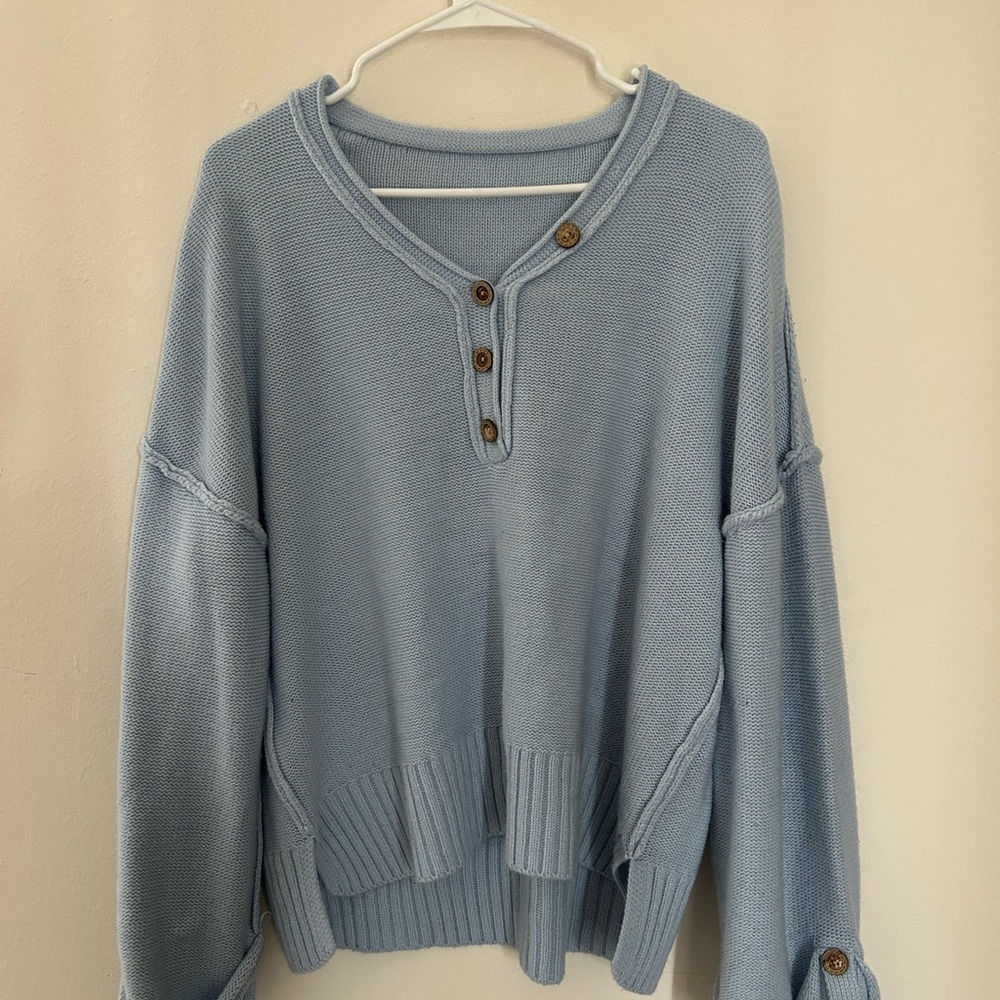 Light Blue Button-Up Sweater
